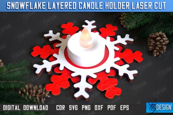 Download Snowflake Layered Candle Holder Laser - Snowflake Collection