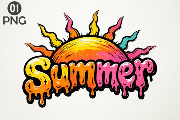 Download Drippy Summer Sun Graphic T-Shirt Design - Design Collection