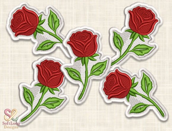 Download RED ROSE Patch Embroidery Design - Design Collection