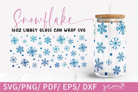 Download Snowflake 16oz Libbey Can Glass Svg Cut - Snowflake Collection