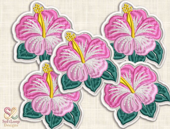 Download PINK HIBISCUS Patch Embroidery Design - Design Collection